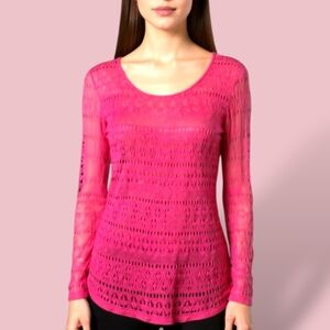 ❤️United States Sweaters Crochet Pull Over Sweater in Hot Pink/ Fuschia